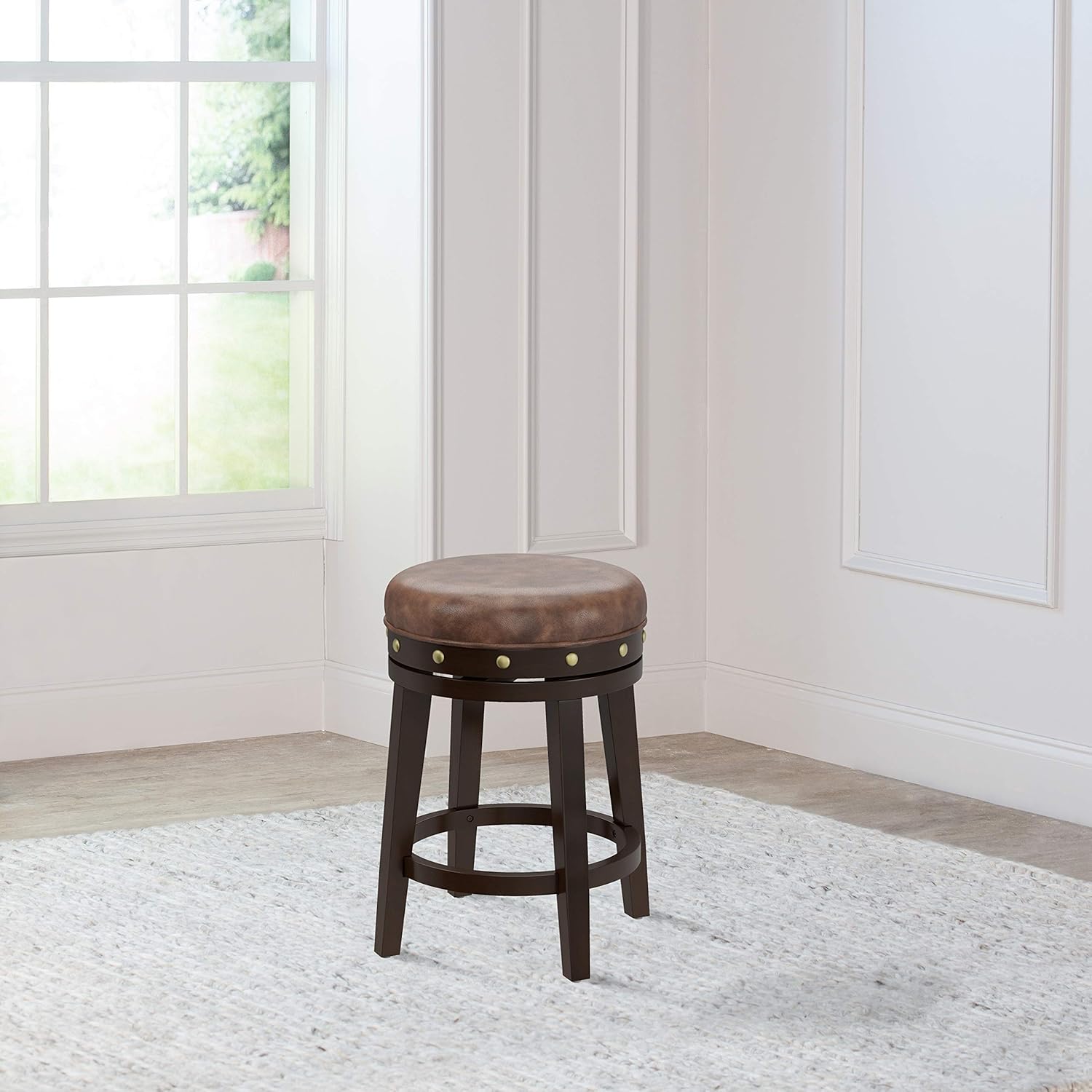 Hillsdale Benard Backless Swivel Counter Stool Height, Brown