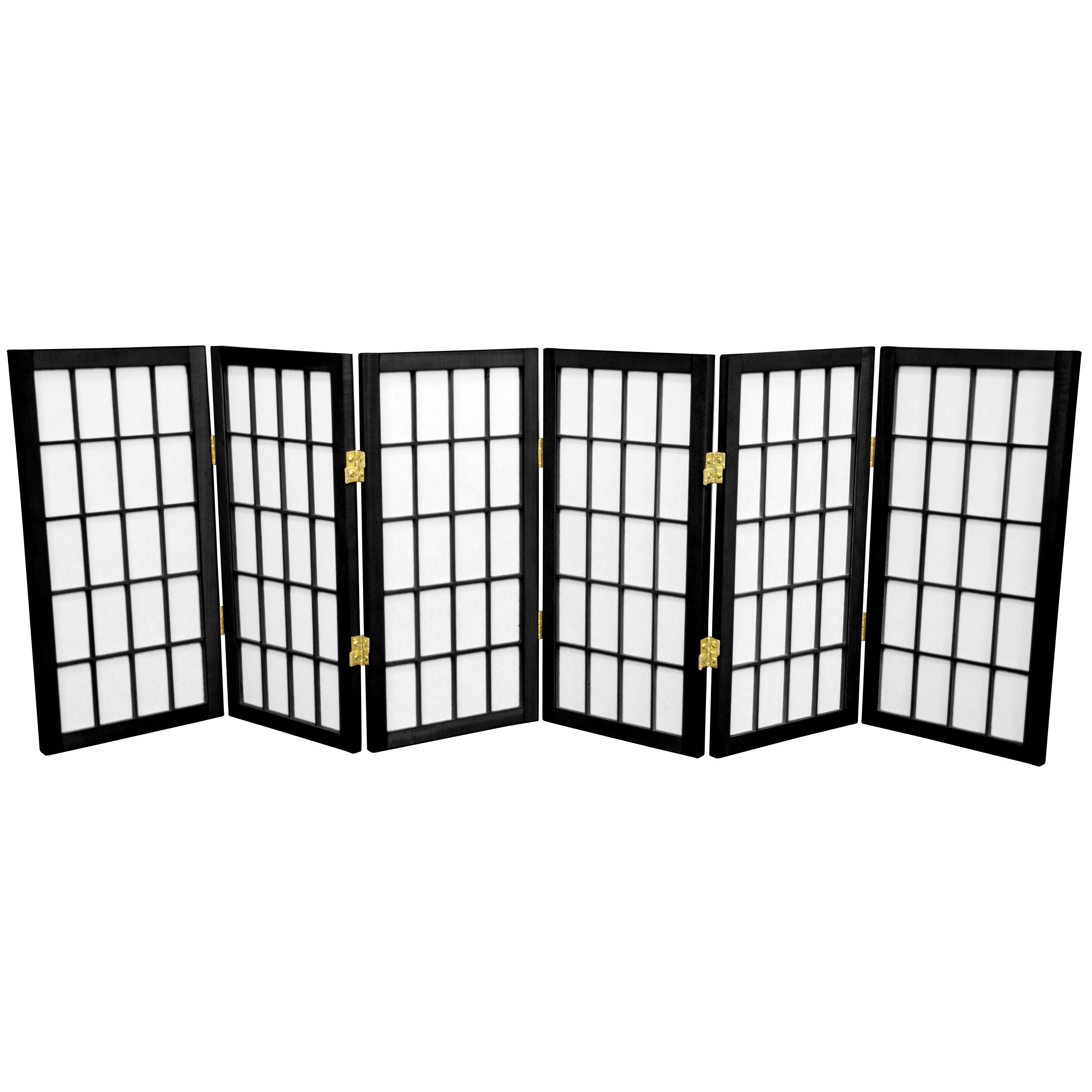 Oriental Furniture 2& Tall Desktop Window Pane Shoji Screen - Black - 6 Panels