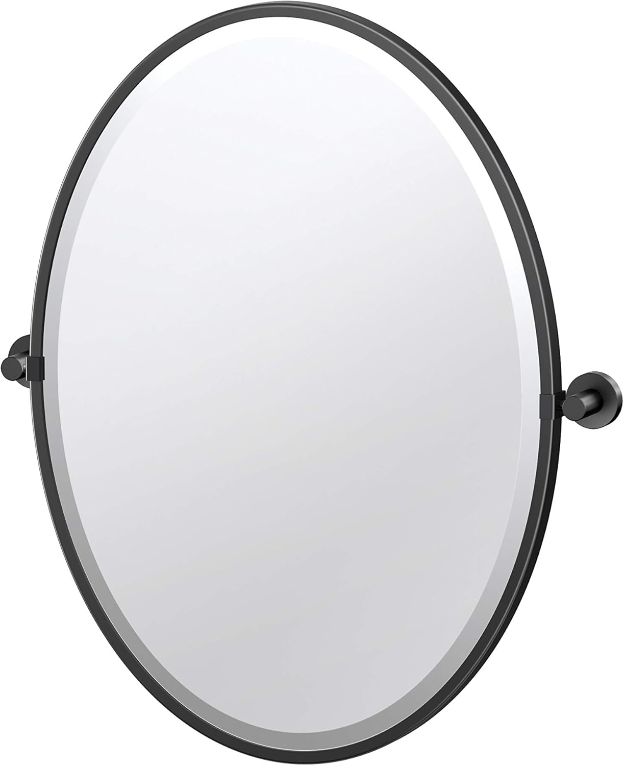 Gatco 4639MXF Glam Framed Oval Mirror, 27.5 Inch, Matte Black