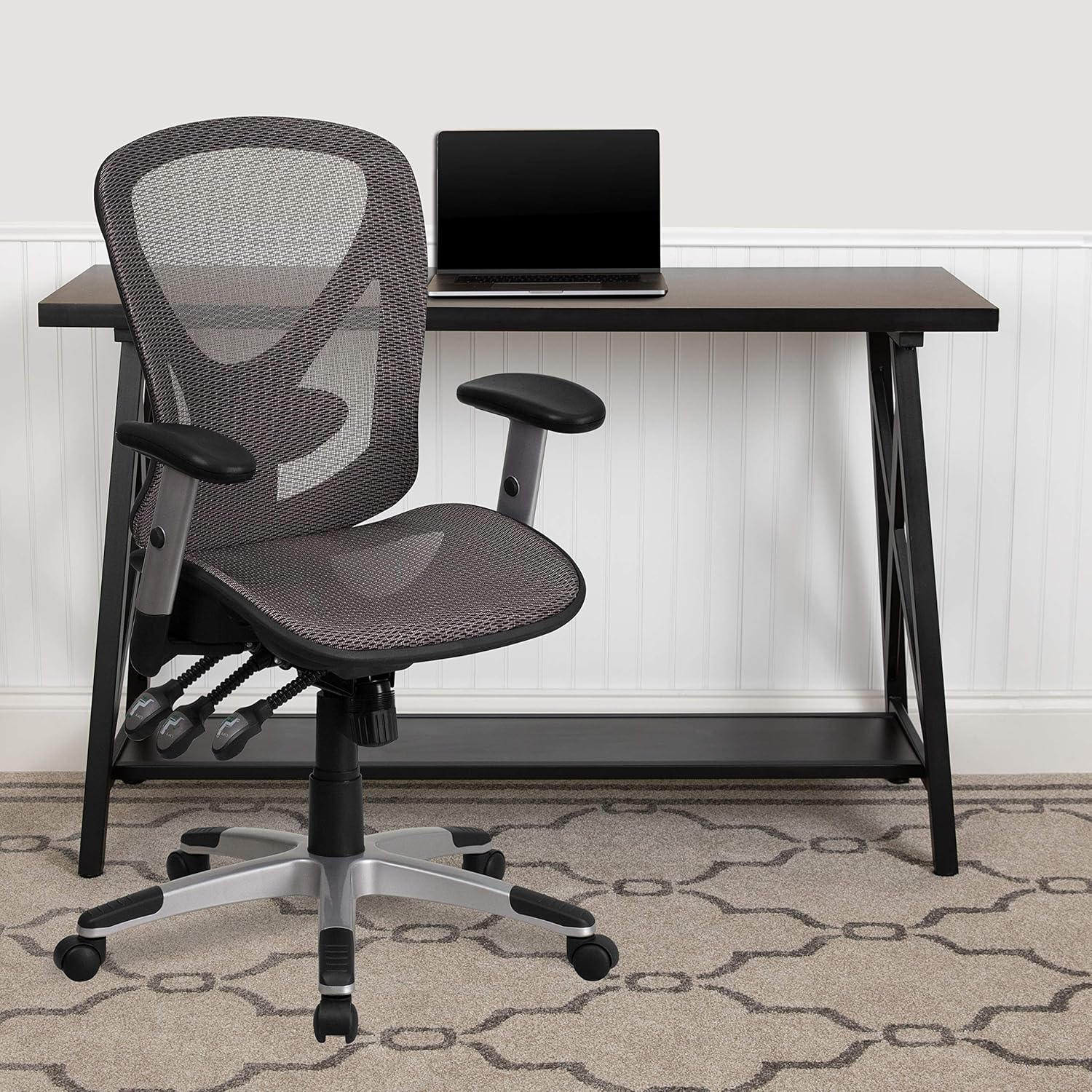 Flash Furniture Mid-Back Transparent Gray Mesh Multifunction Executive Swivel Ergonomic Office Chair with Adjustable Arms