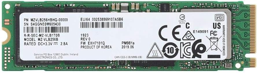 Zopsc Solid State Drive PM981a 3500MB/S Reading 3000MB/S Writing Dynamic Cache Support Nvme for PCle M.2 Interface (1TBMZ-VLB1T0B)