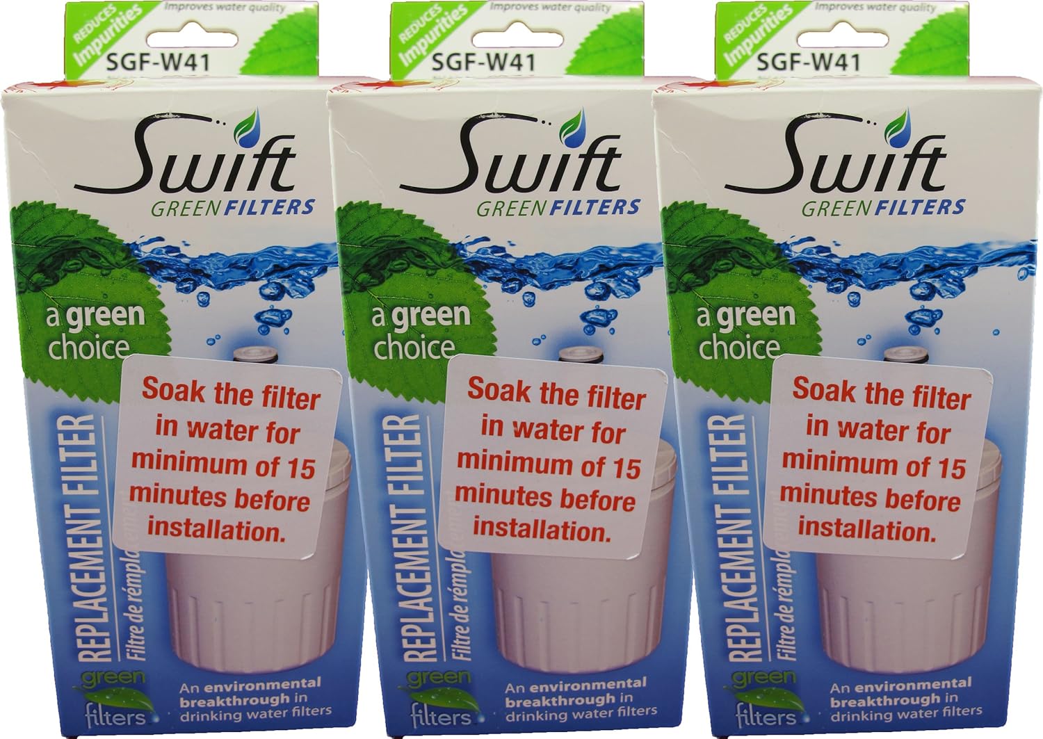 Swift Green Filters SGF-W41-3 Refrigerator Water Filter, 3-Pack