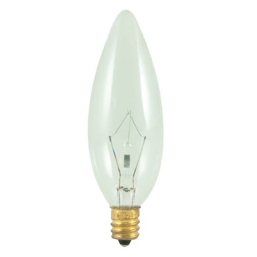 60 Watt Incandescent Torpedo B10 Chandelier Bulb Candelabra Base Clear,75 Packs