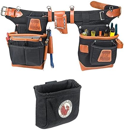Occidental Leather 9850 Adjust-to-Fit Fat Lip Tool Belt Set Black Bundle w/ 9501 Clip-On Pouch (2 Pieces)