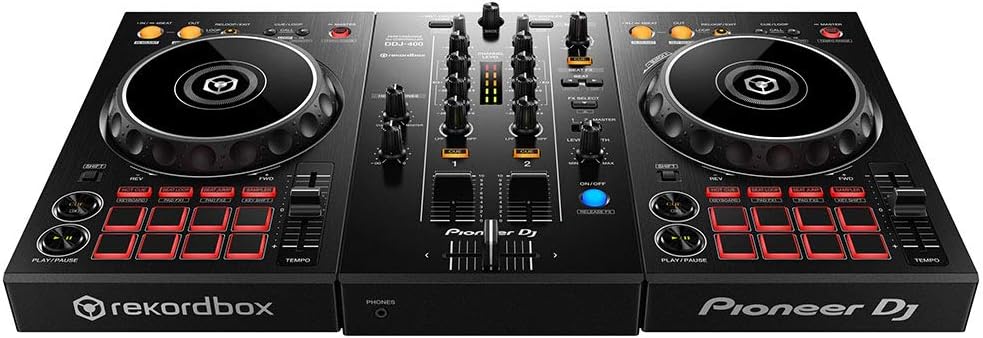 Pioneer DJ DDJ-400 - 2-deck Digital DJ Controller for rekordbox dj Software (Included), with 16 Performance Pads and 2-channel USB Interface, Black
