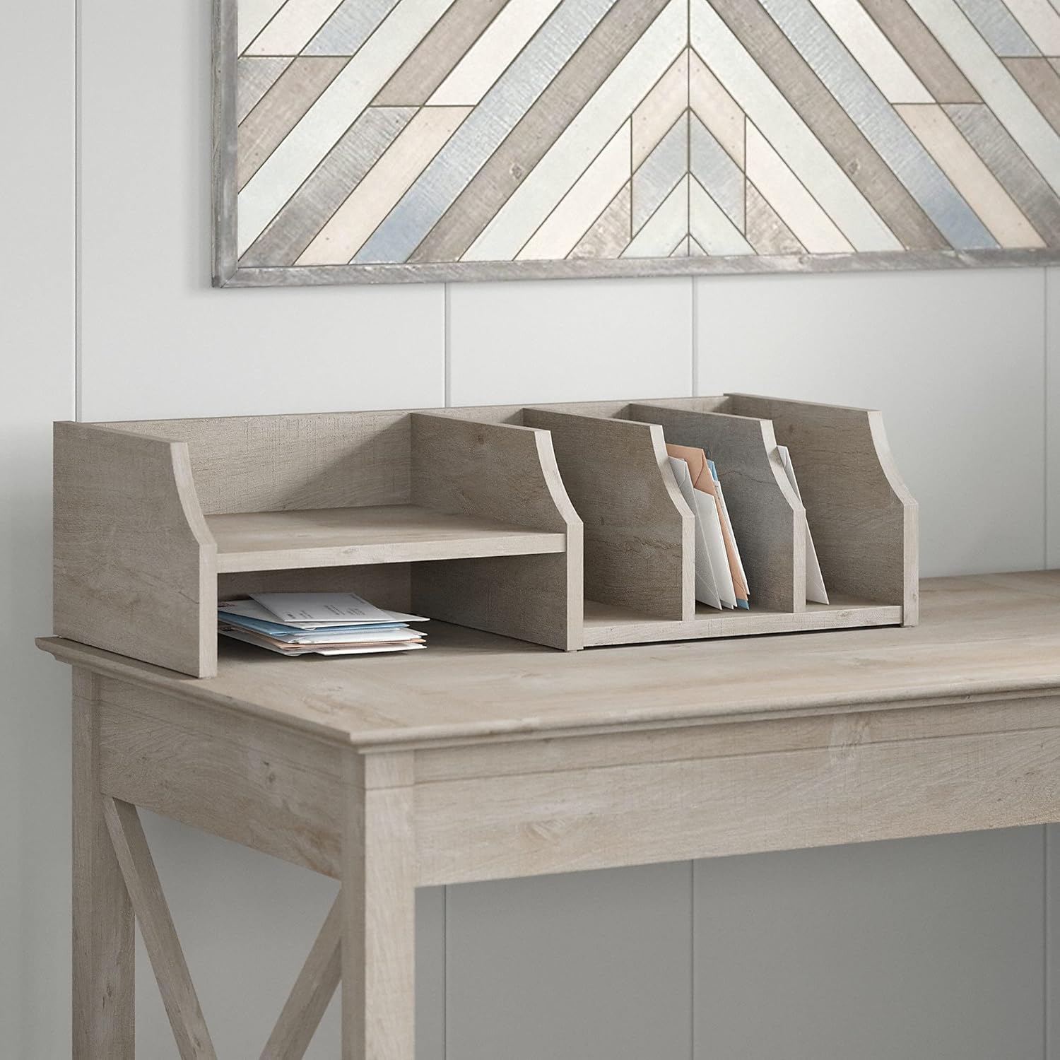 Bush Furniture Key West Desktop Organizer with Shelves, 27W, Washed Gray Pack of 2