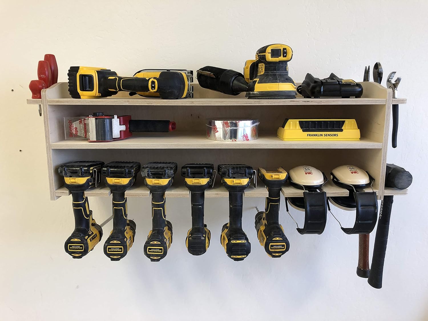 Steve's Rack Shack | Power Tool Storage Tool Holder Wall Mounted Drill Organizer for Garage and Workshop (8 Space Drill Rack)