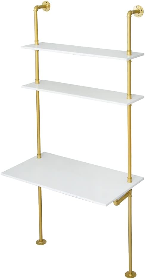MAIKAILUN White and Gold Desk, 36