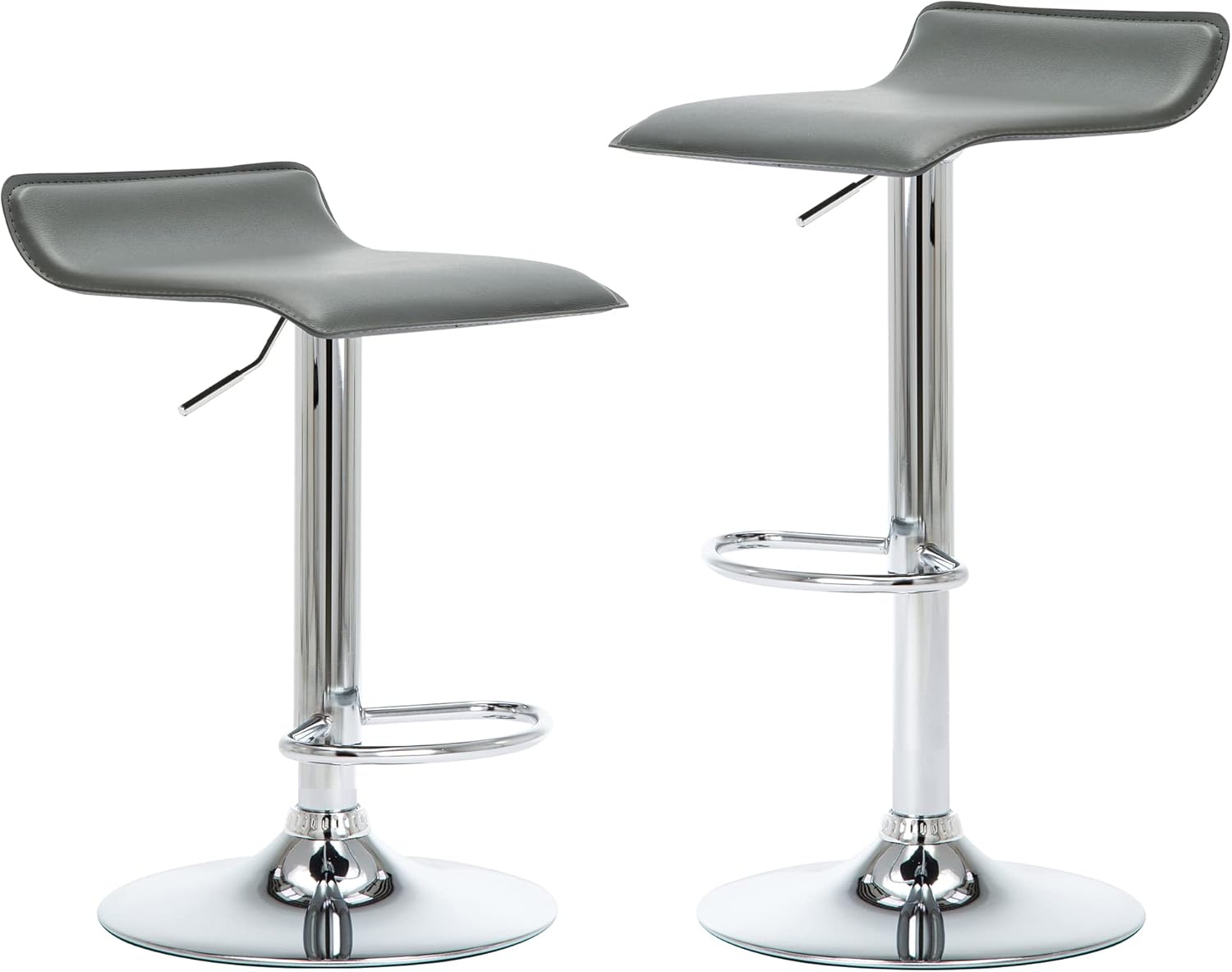 NOBPEINT Contemporary Chrome Air Lift Adjustable Swivel Bar Stool, Set of 2, Black Pack of 2