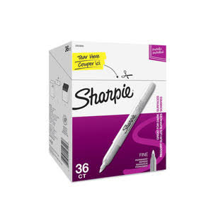 Sharpie Metallic Permanent Markers, Fine Point, Metallic Silver, Pack of 36