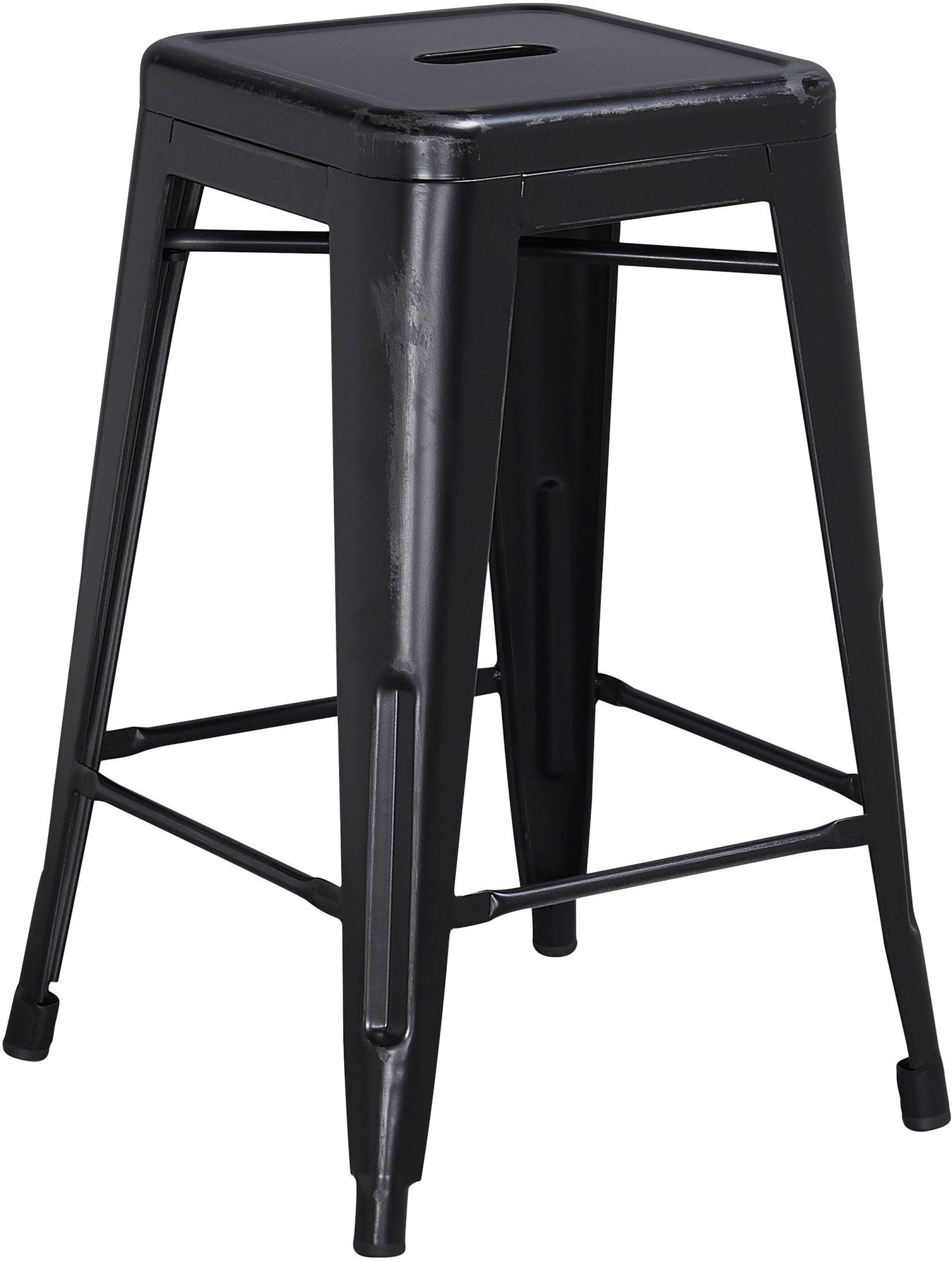 Flash Furniture Metal Indoor-Outdoor Counter Height Stool, Distressed Black, 24x22