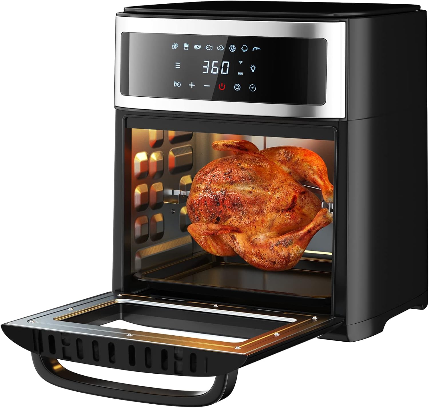 PETSITE Toaster Oven Air fryer Combo 13.7 Quart, 8-in-1 Large Electric Hot Air Fryers, Oilless Cooker with 9 Cooking Accessories, 1700W, Black