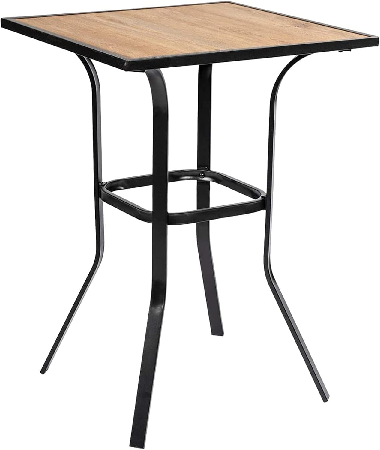 Oakcloud Patio Square Height Bar Table Outdoor Metal Frame Bistro Table with Umbrella Hole -39