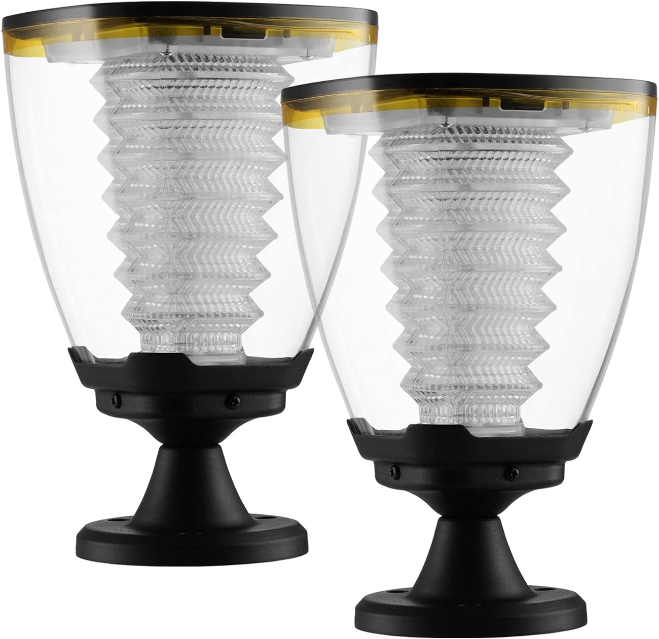 Rekhtaz Outdoor Solar Post Lights with 3 Inch Fitter Mount Base,IP65 Waterproof,Die Casted Aluminum,Solar Pillar Light for Pathway Driveway Garden Landscape Yard-1pack, White Lampshade, Black Bracket