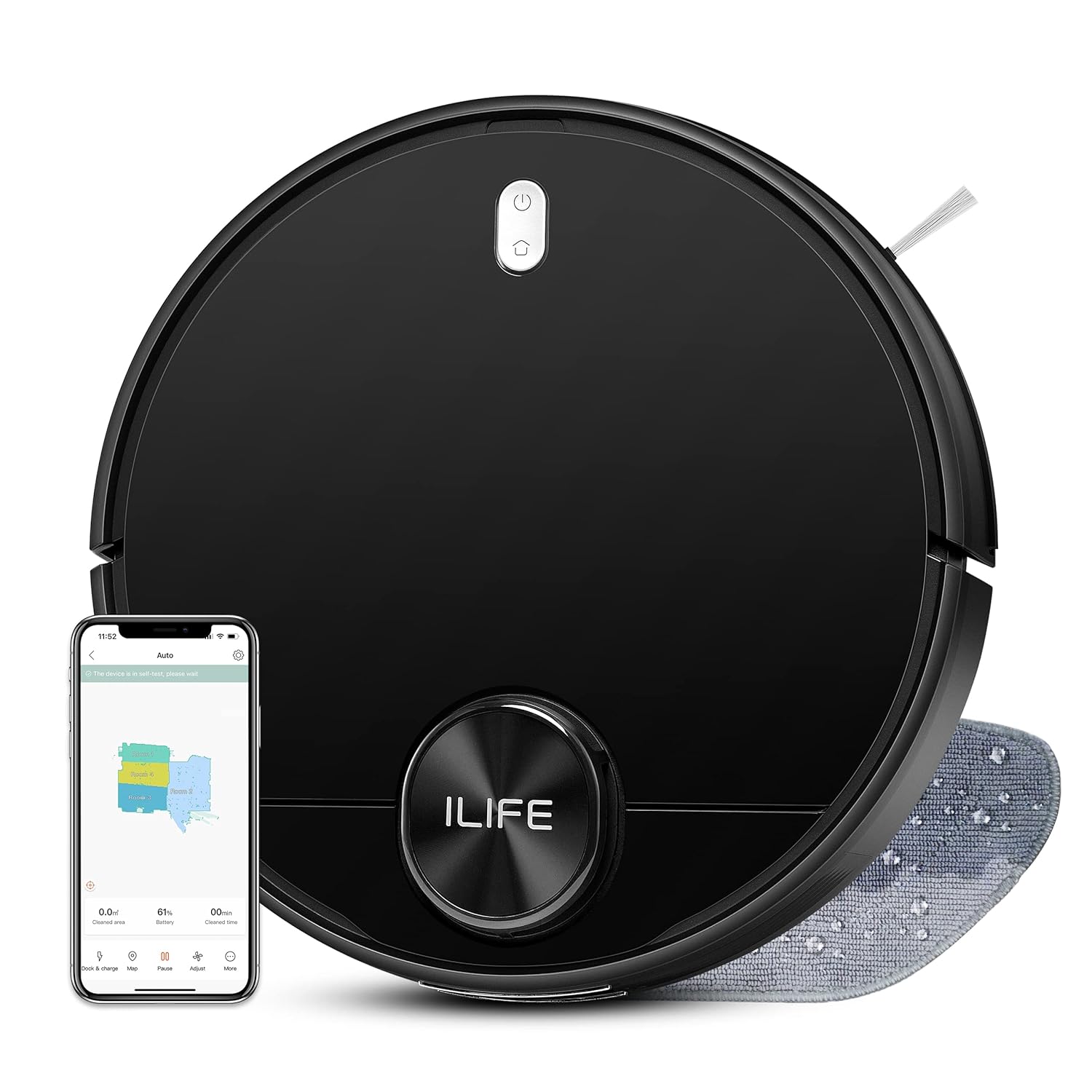ILIFE A11 Robot Vacuum and Mop Cleaner, Real 2-in-1 Robot Vacuum with Lidar Navigation, 4000Pa Strong Suction, 150mins Runtime, Wi-Fi Connected, Multi-Floor Mapping, for Pet Hair, Carpet, Hard Floor
