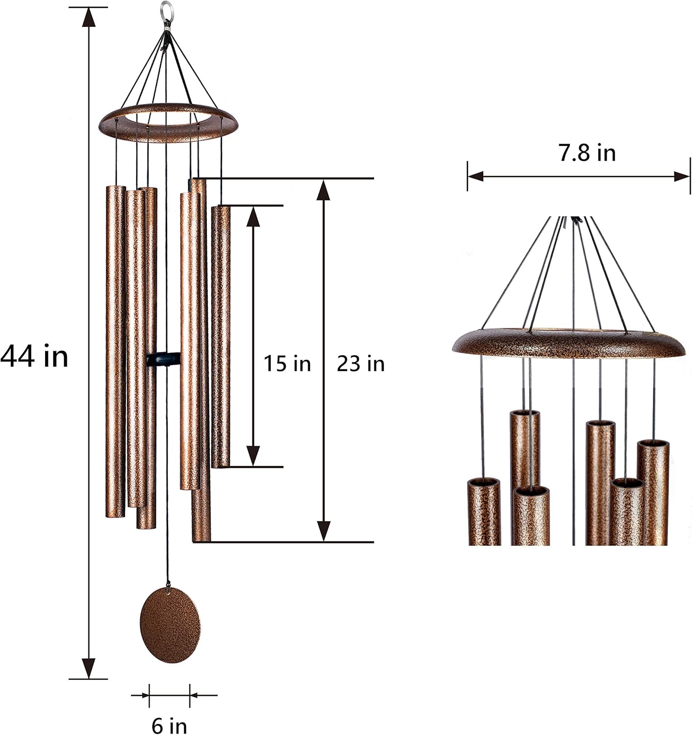 LACHIKA Deep Tone Wind Chimes Large Outdoor Sound Like Church Bell 44 inch Copper Vein 1pcs