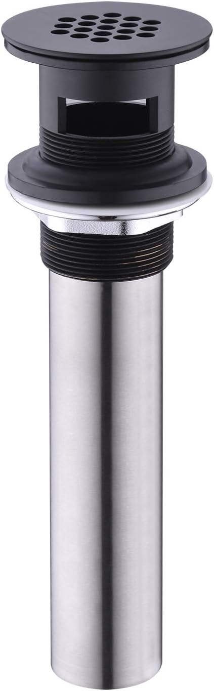 Vessel Sink Drain,Grid Drain Strainer Assembly with Overflow for Bathroom Sink, Made of Brass Matte Black Finish