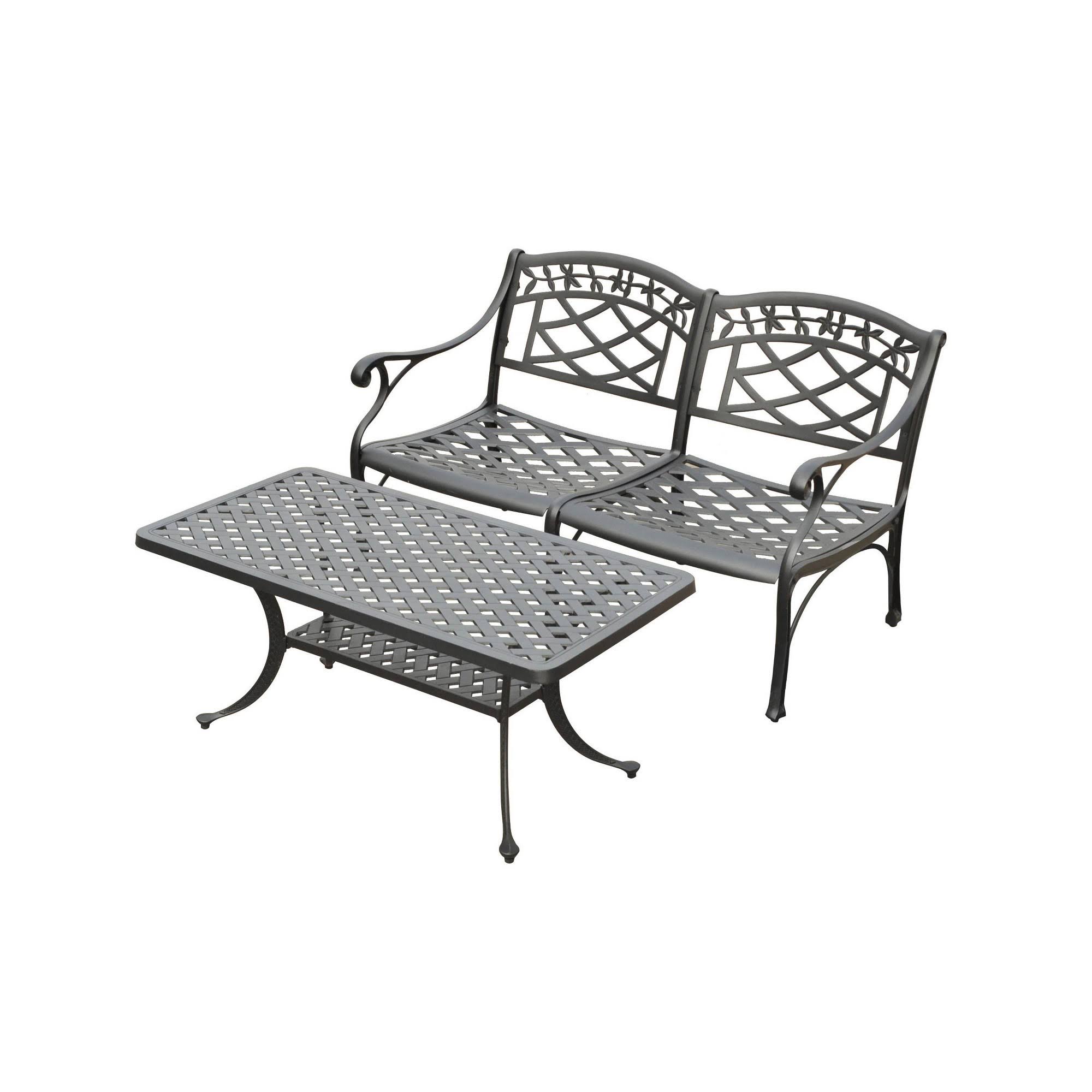 Crosley KO60005BK 2-Piece Sedona Cast Aluminum Outdoor Conversation Seating Set, Black