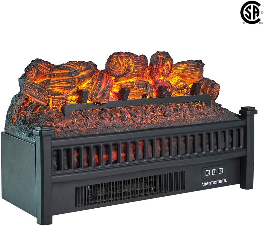 thermomate Electric Fireplace, 23 Inches Portable Freestanding Fireplace with Realistic Flame and Log Set, Vintage Design for Home and Office, CSA Certified
