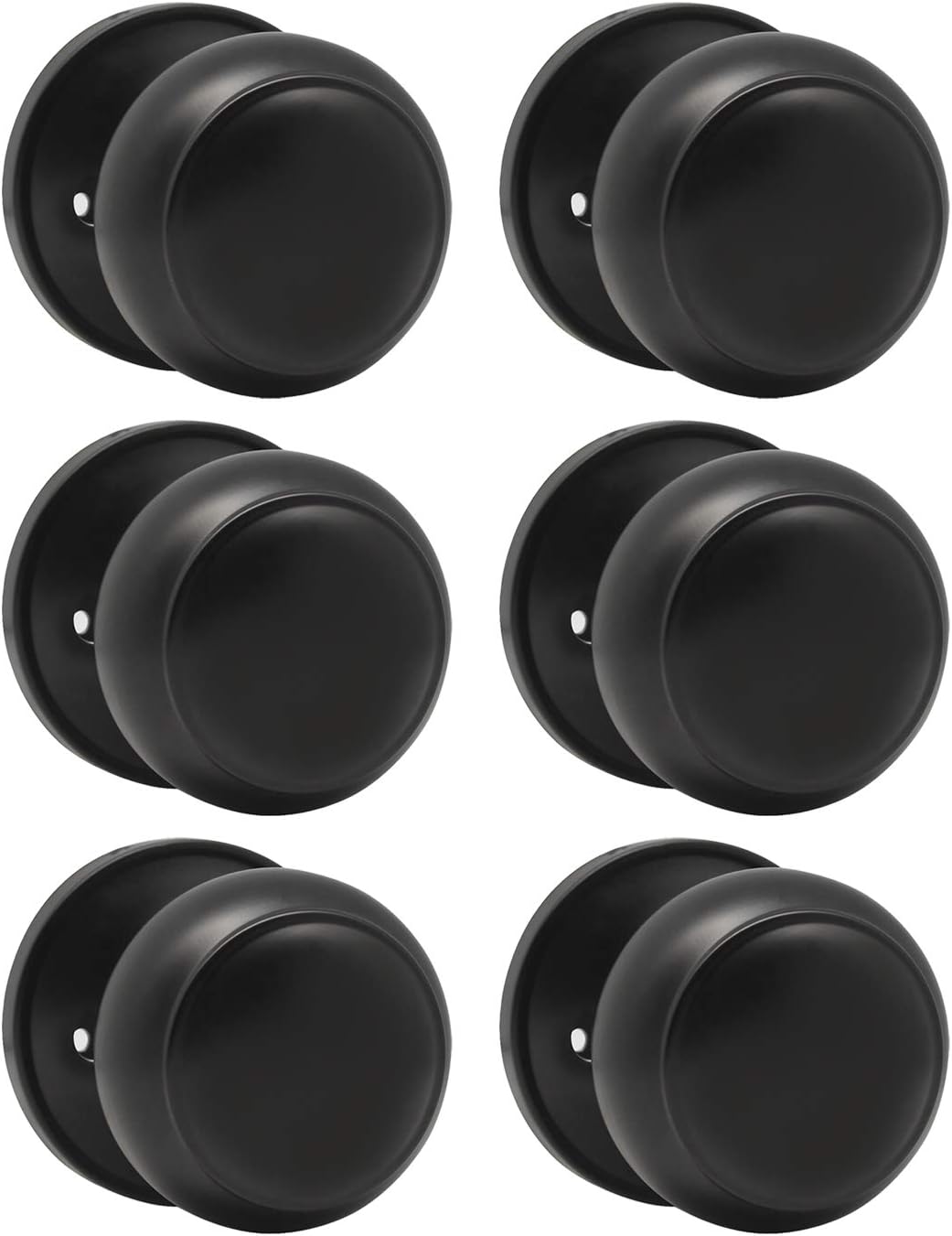 KNOBWELL 3 Pack Keyless Privacy Door Knobs, Matte Black Door Knobs Interior, Privacy Door Knob for Bed/Bath Function Interior Door Use, Round Shape Pack of 2