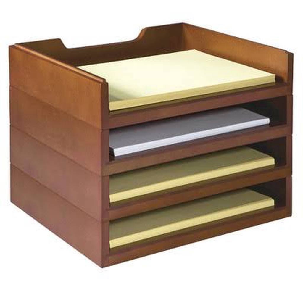 Stacking Wood Desk Organizers, 4 Letter Tray Kit Darby Home Co Finish: Cherry