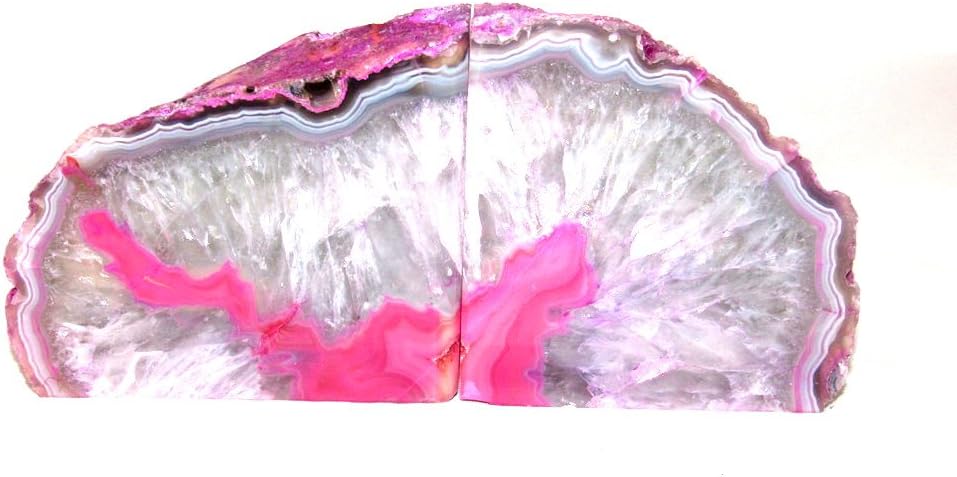 Zentron Crystal Collection Large Pair of Polished Agate Bookends (Pink) Pack of 2