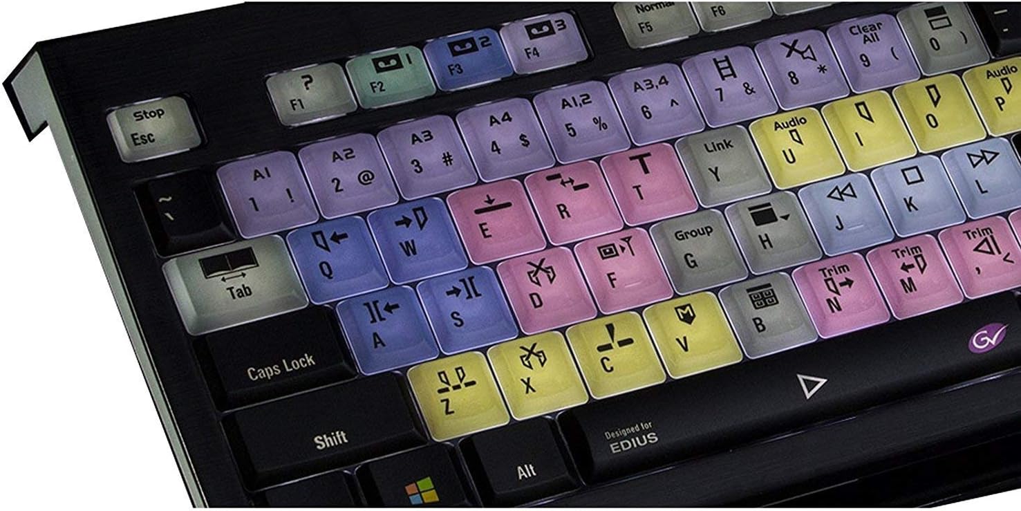 Logickeyboard Compatible with Grass Valley Edius PC Backlit Astra Keyboard Windows 7-11 - LKBU-EDIUS-APBH-US (Certified Refurbished)