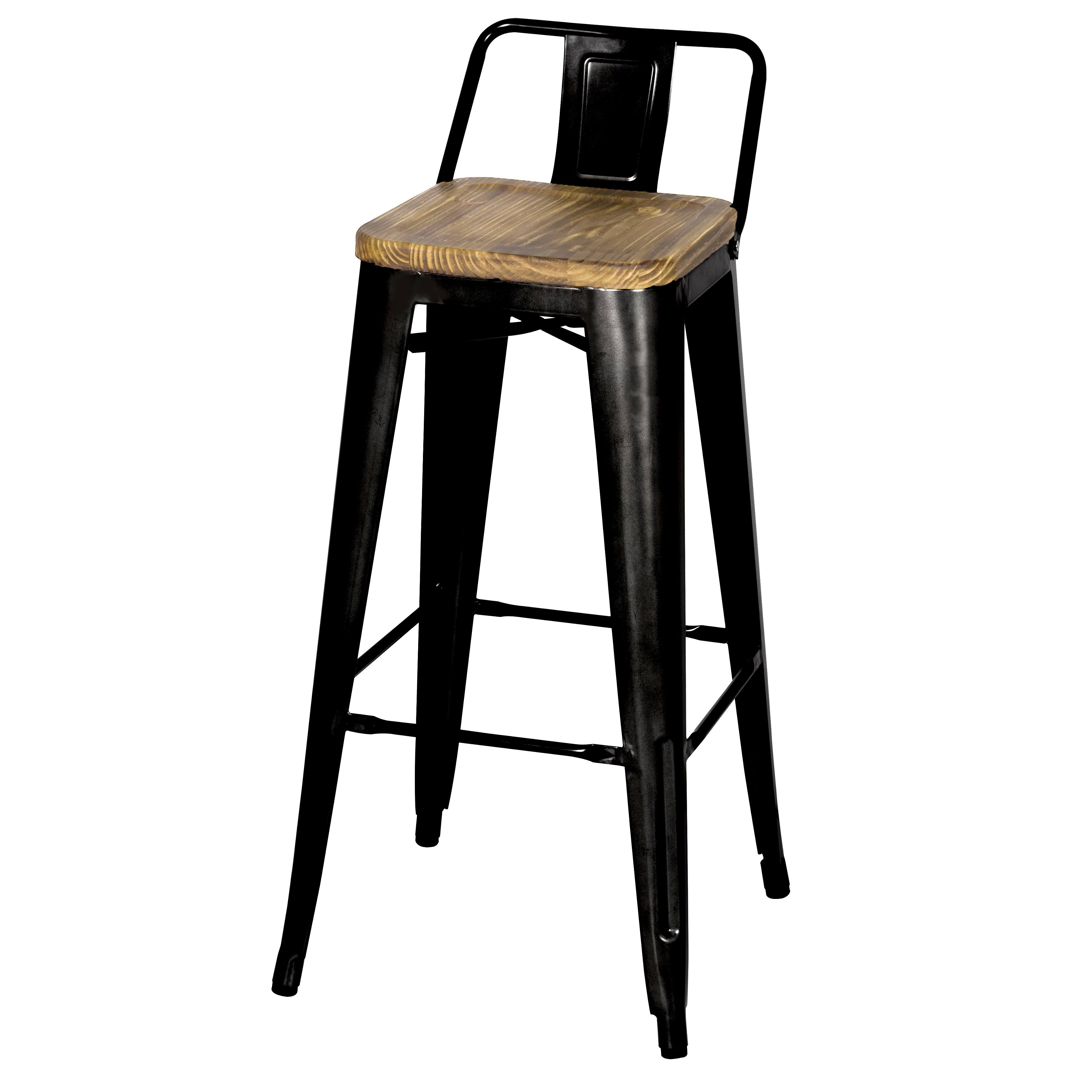 New Pacific Direct Metropolis Low Back Bar Stool,Set of 4-Black