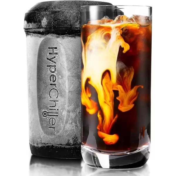 HyperChiller HyperChiller HC3 Patented Iced Coffee/Beverage Cooler, NEW, IMPROVED,STRONGER AND MORE DURABLE! Ready in One Minute, Reusable for Iced Tea, Wine, Spirits, Alcohol, Juice, 12.5 Oz, Black(Black)