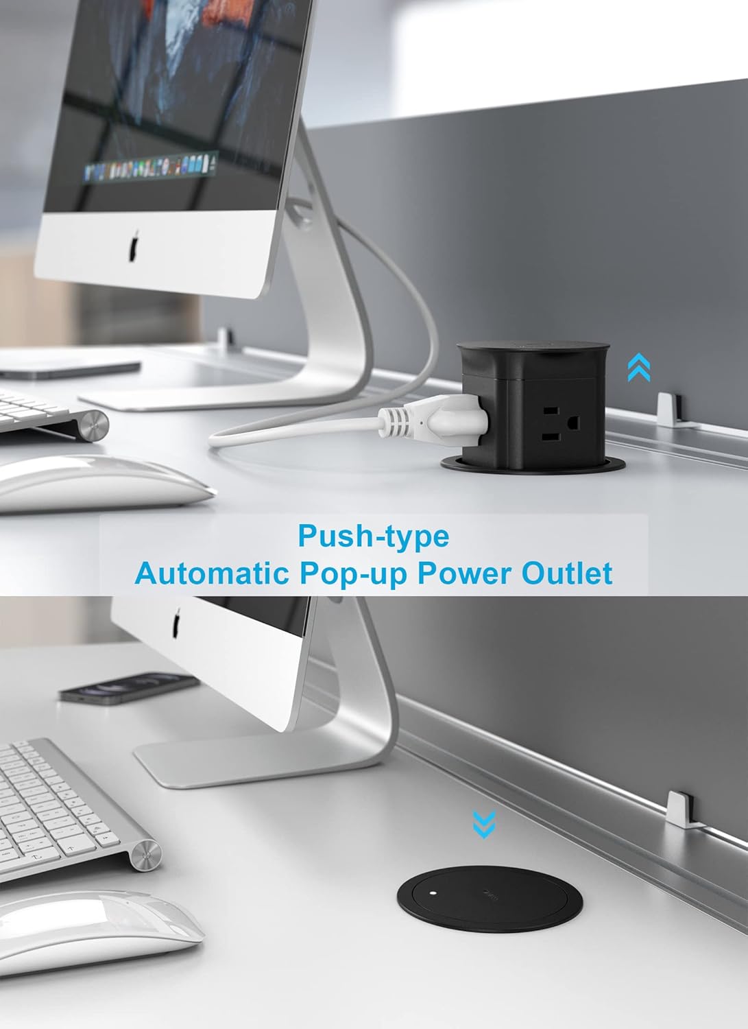 Automatic Pop up Outlet for Kitchen Counter Island,Pop Out Outlet Station with with 15 Amp Receptacle Outlet, Splash Resistant,3.15