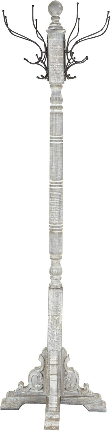 Deco 79 Rustic Wood and Metal Freestanding Coat Rack, 19