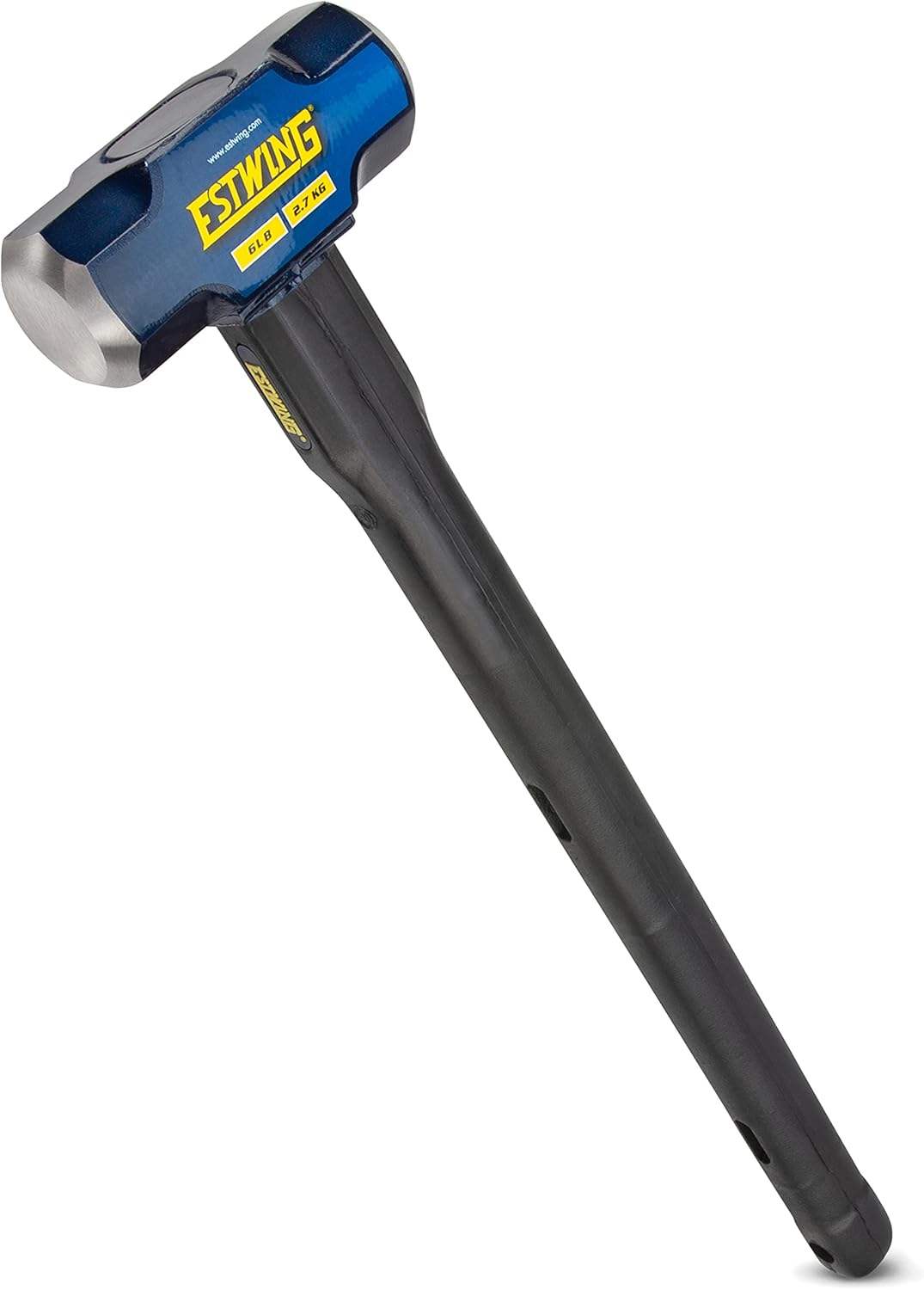 Estwing 6-Pound Hard Face Sledge Hammer for Demolition/Stake Driving, 50-55 HRC, Locked Steel Head, 24-Inch Indestructible Handle with Vulcanized Rubber Overlay, Reinforced Lanyard Hole