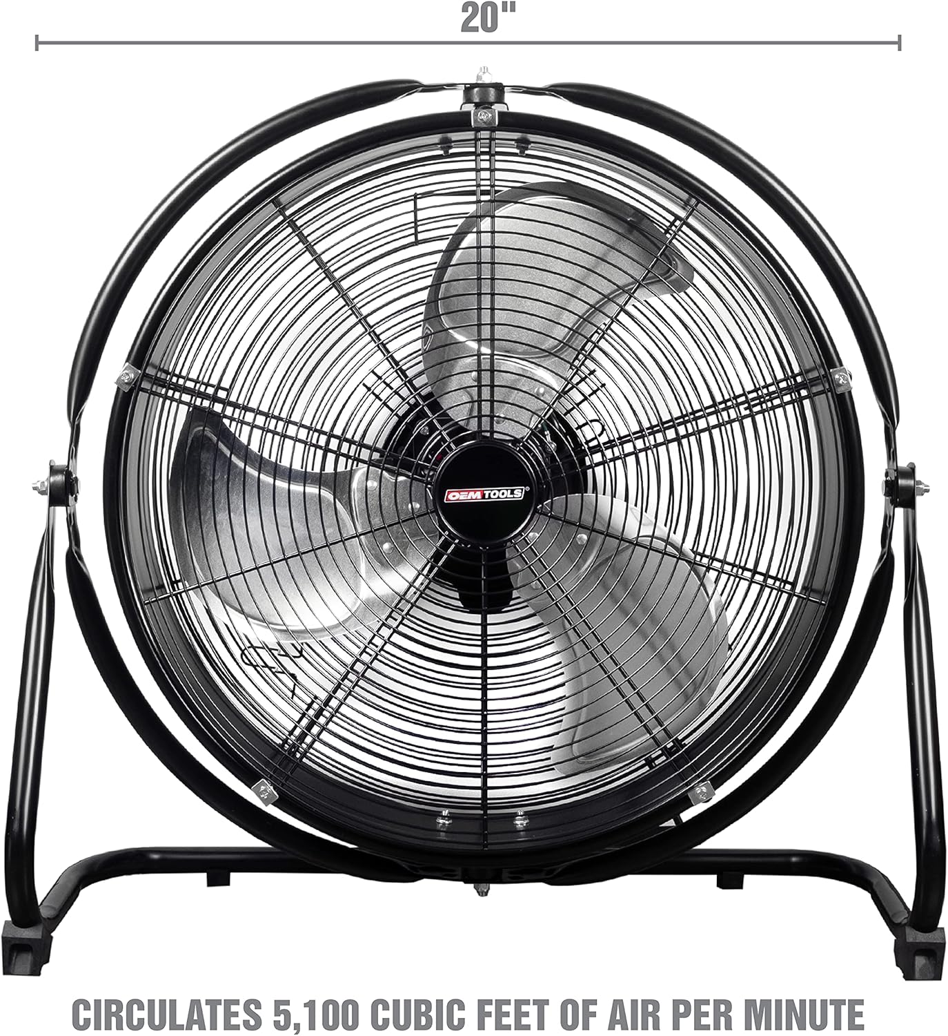 OEMTOOLS Indoor OEM24882 20 Inch High-Velocity Orbital Floor, New Model, Wall Mount, Commercial Fan for Shop, Bedroom, Garage, or Warehouse, Black