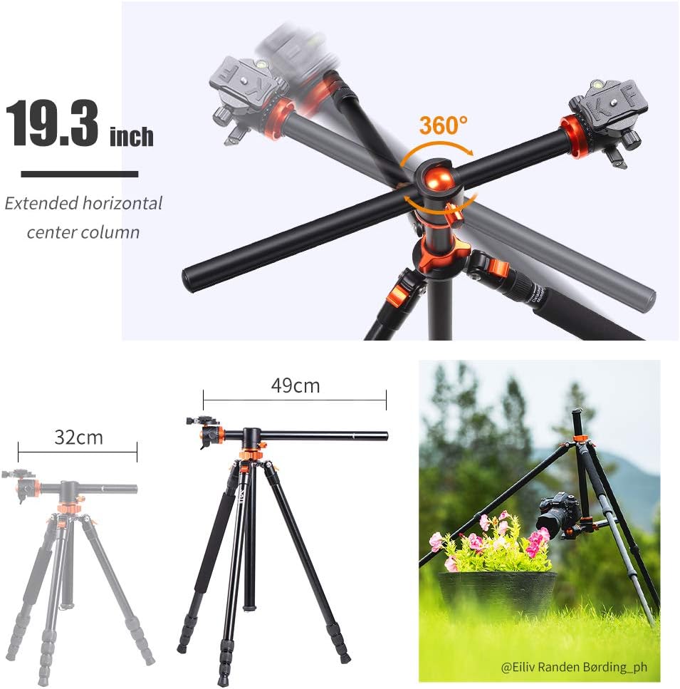 K&F Concept SA254T1 Camera Tripods 94 Inch 4 Section Aluminium Professional Detachable Monopod Tripod with 360 Degree Ball Head Quick Release Plate for DSLR SLR Cameras