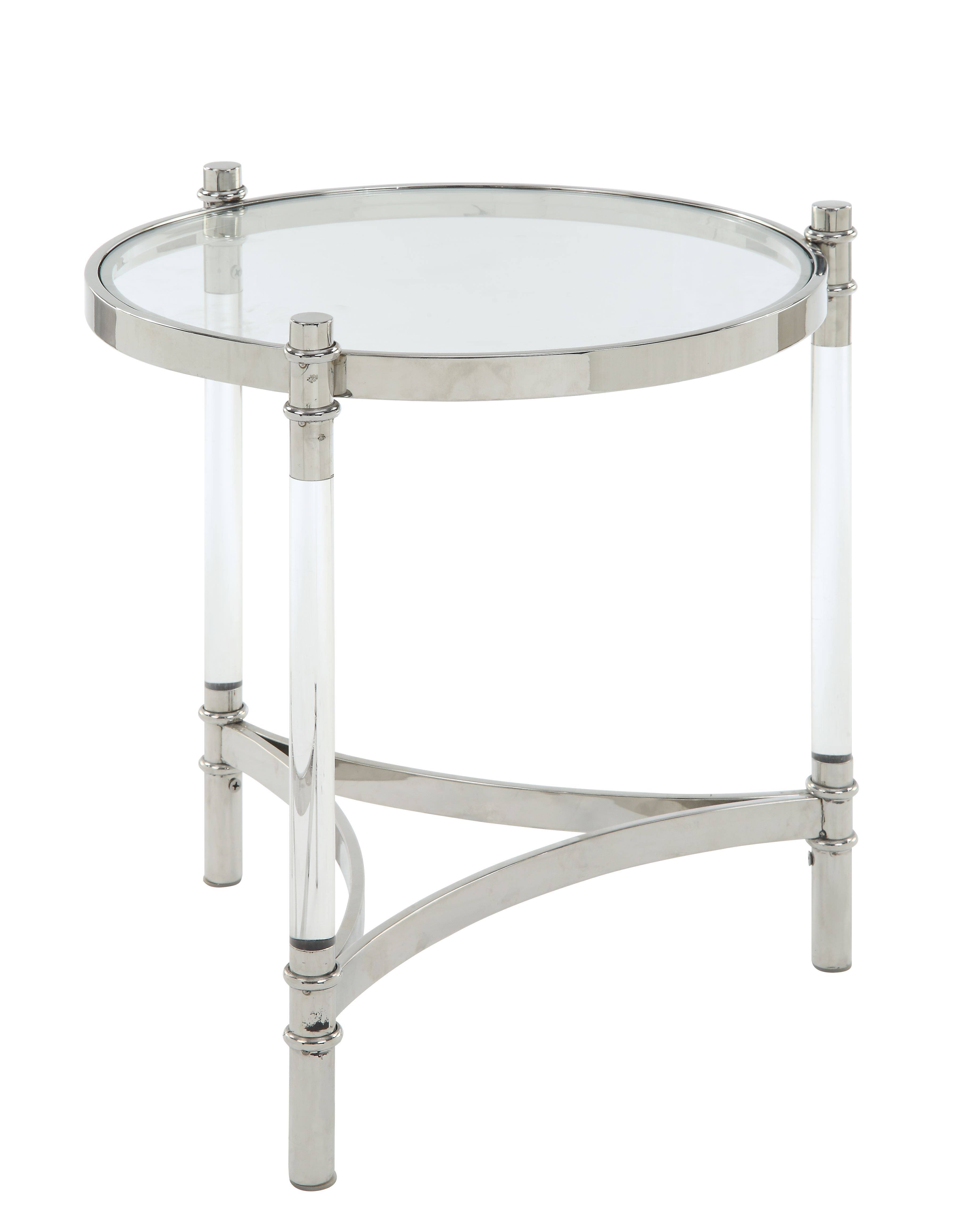Acme Peony End Table, Clear Acrylic, Stainless Steel u0026 Clear Glass