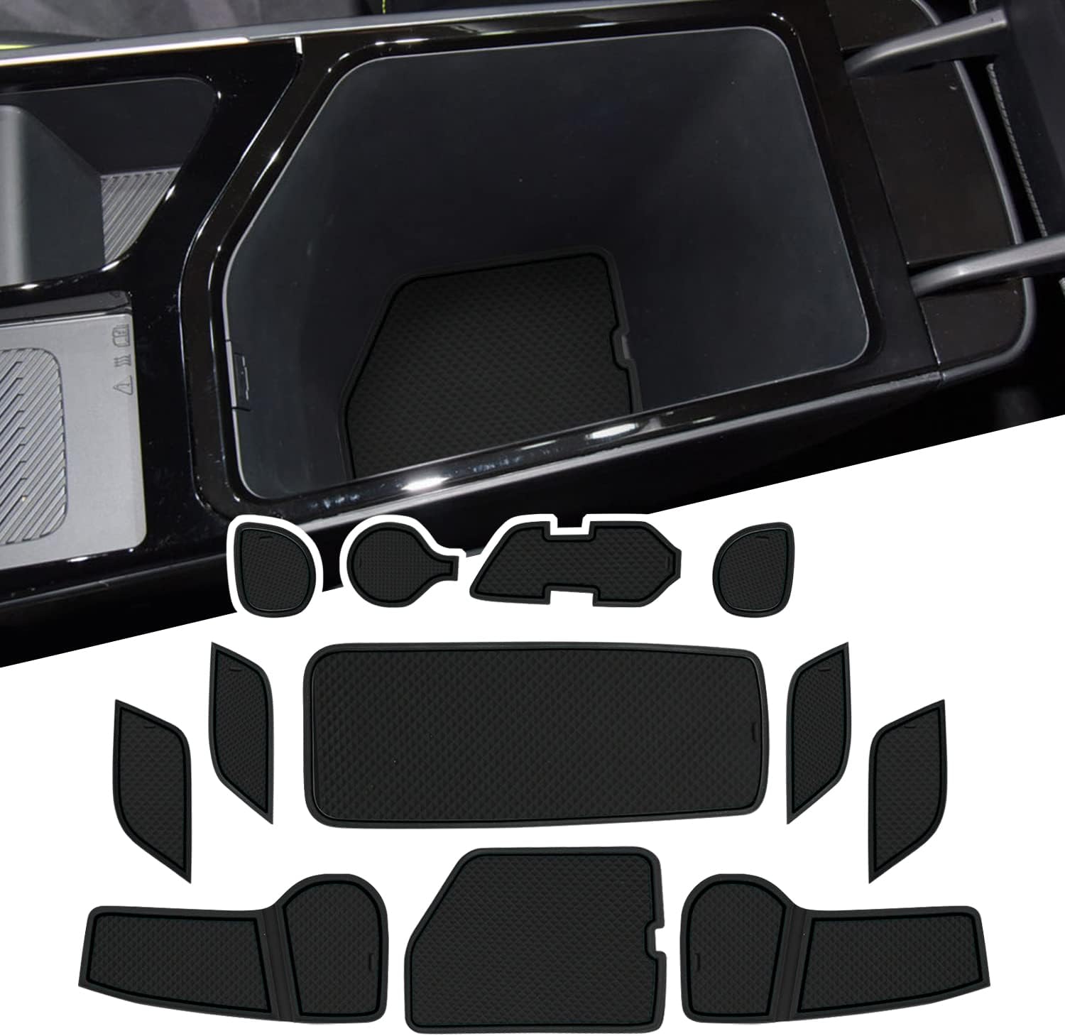 LFOTPP Car Non-Slip Interior Door Gate Slot Mats for 2022+ Ki*a EV6 Cup Holder Pads Groove Mat Cushions Rubber Mat (Black)