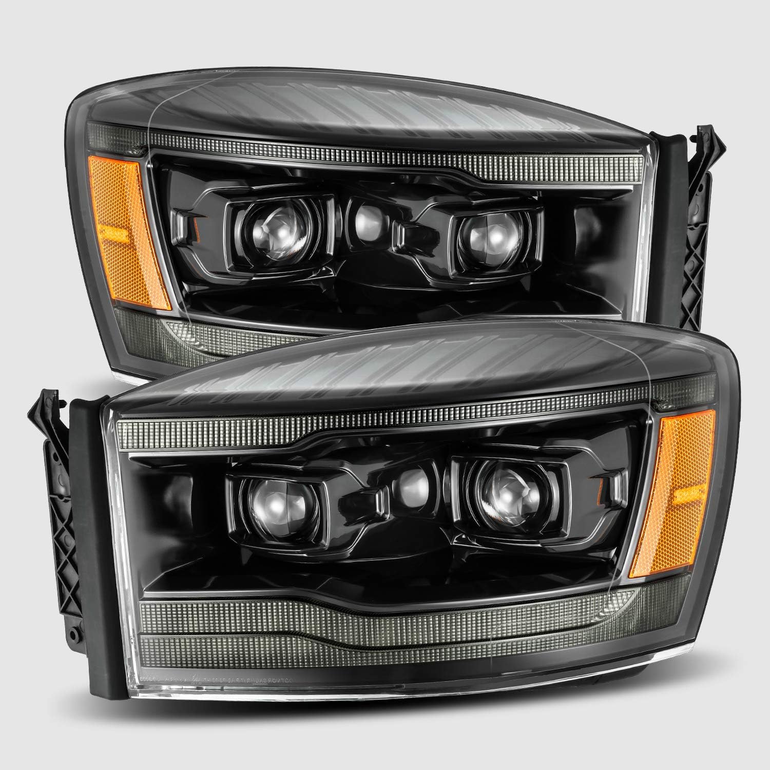 AlphaRex PRO-Series Alpha-Black For 2006-2008 Dodge Ram 1500/2006-2009 Dodge Ram 2500/3500 Switchback DRL/Sequential Signal LED Dual Projector Headlights