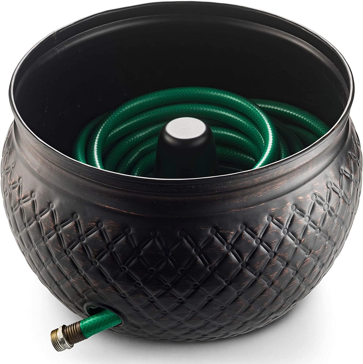 LifeSmart Garden Hose Pot Storage Holder with Copper Accents 16 x 12 Inches