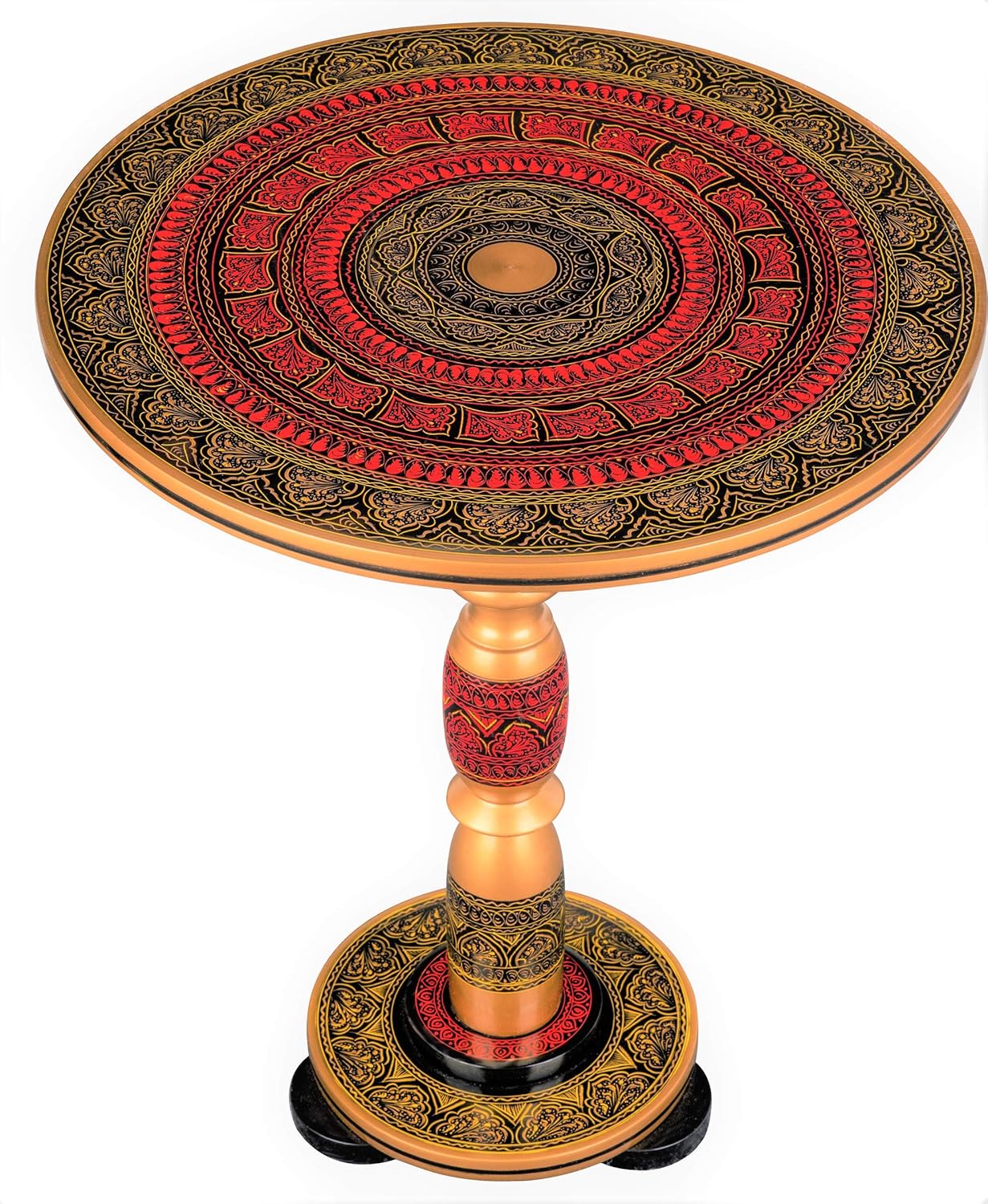 Hand-Crafted Round Side Accent Table for Living Room or End Table for Bedroom by EXCESSORIZE THAT- Blue Ivory (19