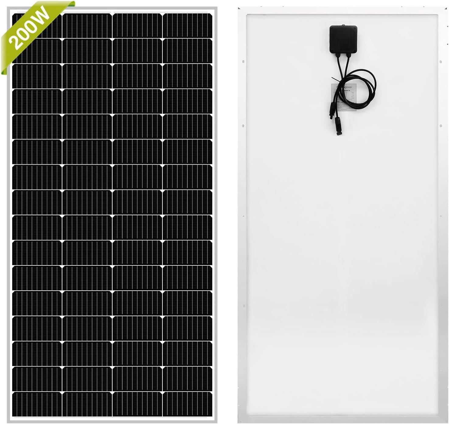 Newpowa 9BB Cell 200W 12V Monocrystalline Solar Panel Starter Kit One 9BB Cell 200W Solar Panel+30A MPPT Charge Controller+20FT PV Extension Cable+Battery Cable+Mounting Brackets Off Grid