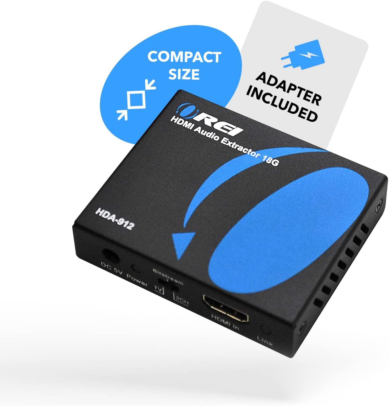 4K Audio Extractor HDMI by OREI, UltraHD 4K @ 60Hz 18G HDMI 2.0 Audio Converter SPDIF + 3.5mm Output HDCP 2.2 - Dolby Digital/DTS Passthrough CEC, HDR, Dolby Vision, HDR10 Support (HDA-912) Pack of 2