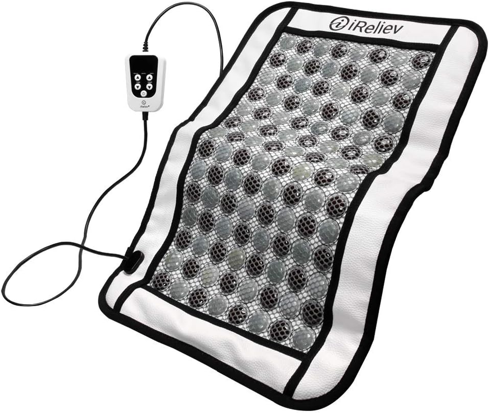 iReliev Far Infrared Heating Pad with Natural Jade & Tourmaline (24&rdquo; x 16&rdquo;) - Penetrating Heat Soothes Sore Muscles, Stiff Joints, Cramps, Arthritis, and Back Pain - Travel Bag Included