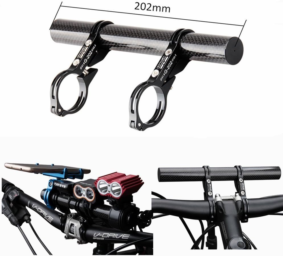 GUB 31.8MM Double Clamp Carbon Fiber Super Long Bike Bicycle Handlebar Extender Extension Light Lamp Computer Phone Mount Bracket Stand Holder
