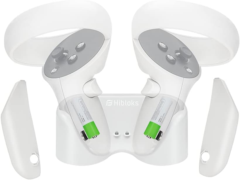 Hibolks Magnetic Charging Station Set for Oculus Quest 2 Controllers,Convenient Charging to Oculus Quest 2 Accessories,Oculus Quest 2 Rechargeable Battery,Magnetic Charging for Oculus Quest 2 Pack of 2
