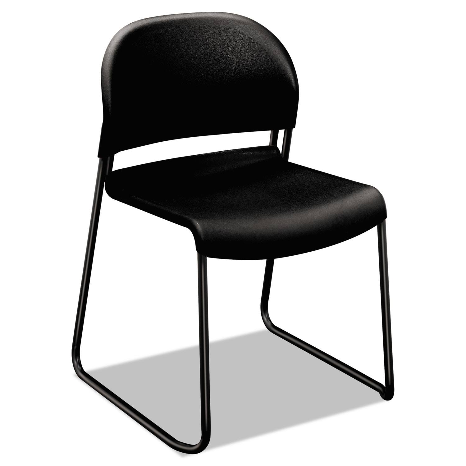 GuestStacker Series Chair, Black with Black Finish Legs, 4/Carton
