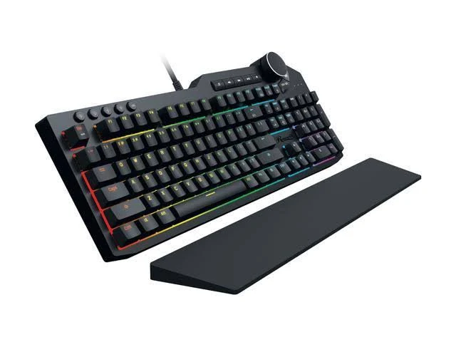 Rosewill Mechanical Gaming Keyboard, 15 RGB Backlit Modes, 2-Port USB Passthrough, Media Keys and Multifunctional Volume Dial, B
