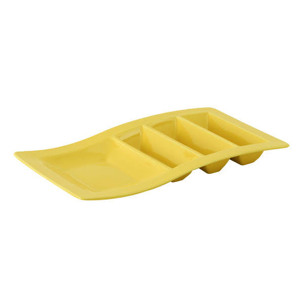 Tuxton GZS-800 14 x 0.62 in. Taco Plate Stackable-Saffron,