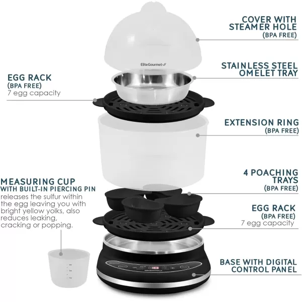 Egg Cookers EGC314M Easy Egg Cooker Food Steamer, Rice Cooker, Poacher, Omelet & Soft, Medium, Hard-Boiled with Programmable Presets and Delay Timer, BPA Free, 14 eggs, Mint(Charcoal)