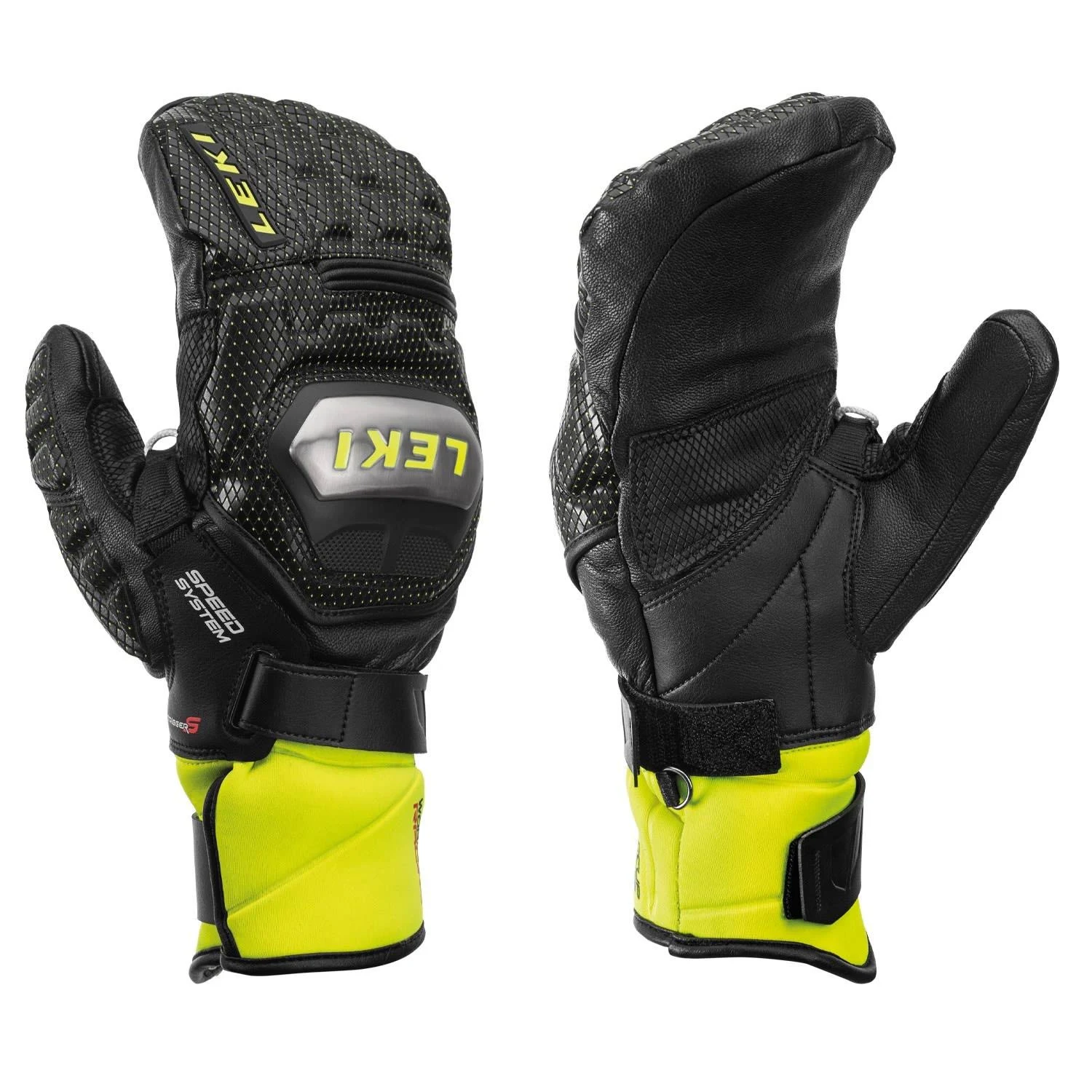 Leki Worldcup Race Ti Speed System Mitt - Black and Lemon - 9.5