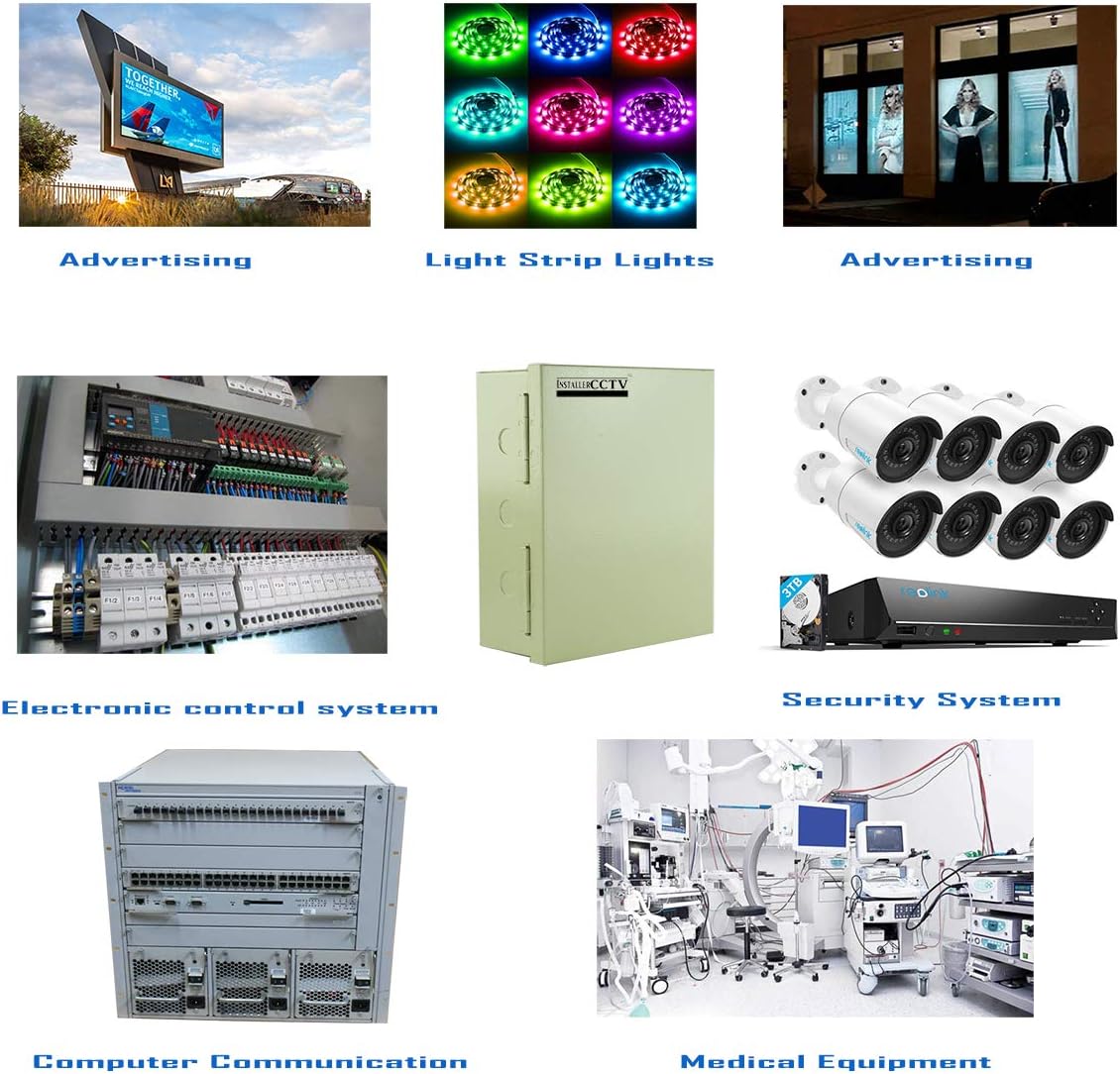 InstallerCCTV 9 Outputs 12 Amp 12V DC CCTV Distributed Power Supply Box for Security Camera, UL Listed Pack of 2